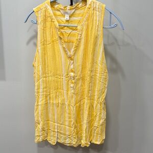 Market & Spruce Yellow Striped Button-Front Blouse